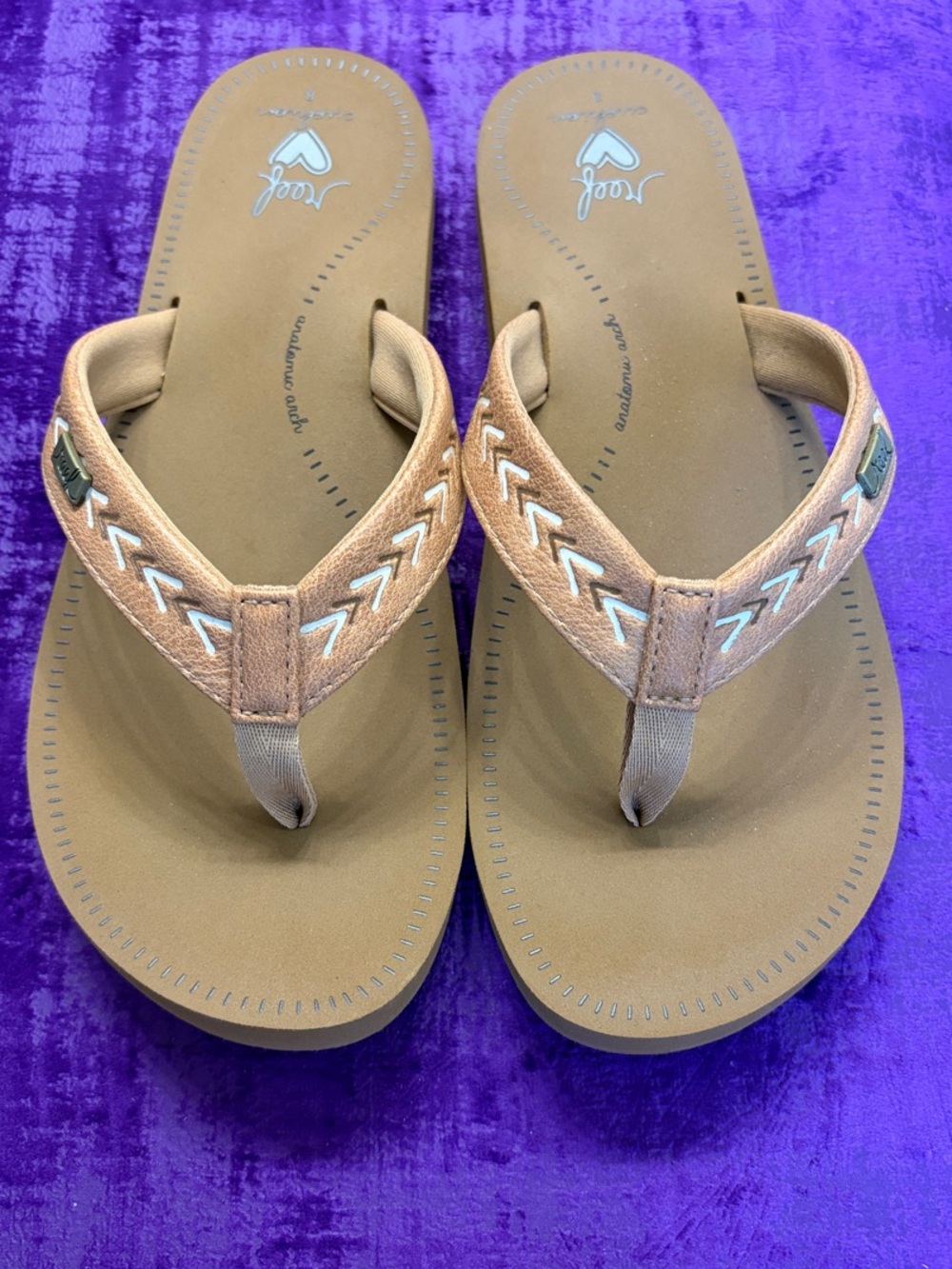 Reef Women's Tan Embroidered Thong Sandals